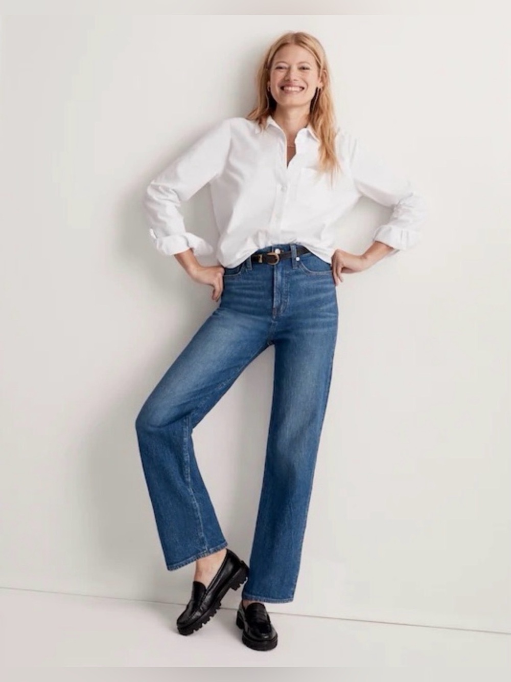 Madewell Wide Leg Perfect Vintage High-Rise Jeans, Sz 30, Leifland Wash EUC